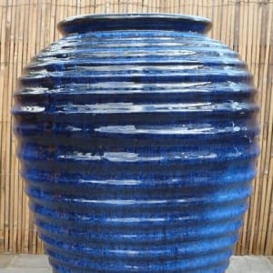 Glazed Horizontal Ribbed Jar-0