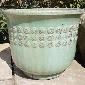 Green Bell Pot with Swirls Medium-0