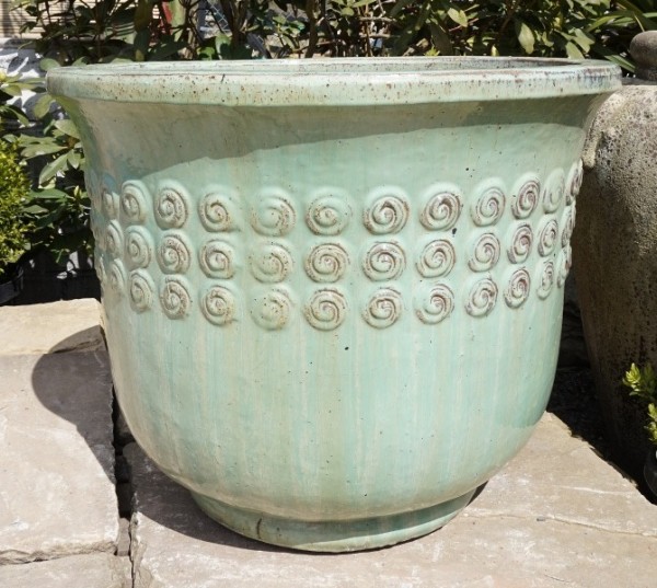 Green Bell Pot with Swirls-0