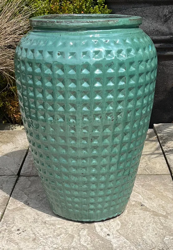 Glazed Green Dimpled Water Jar - Image 3