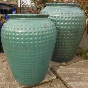 Glazed Dimpled Water Jar Green Small-648