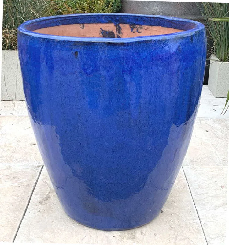 Glazed Blue Tall Egg Pot - Image 2