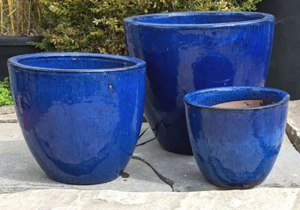 Glazed Blue Original Egg Pot Short Set
