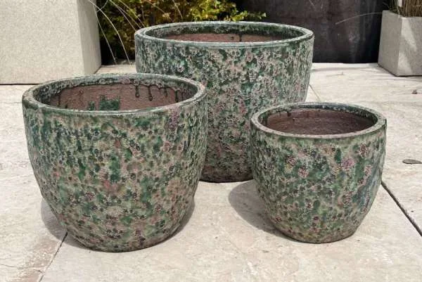Atlantis Burnt Green Giant Egg Pot Short Set