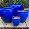 Glazed Blue Rimmed Egg Pot