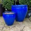 Glazed Blue Rimmed Egg Pot - Image 4