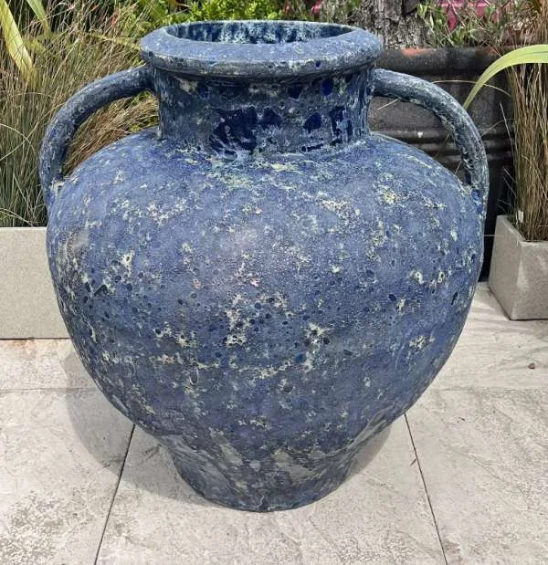 Atlantis Fat Belly 2 Handle Vase Blue
