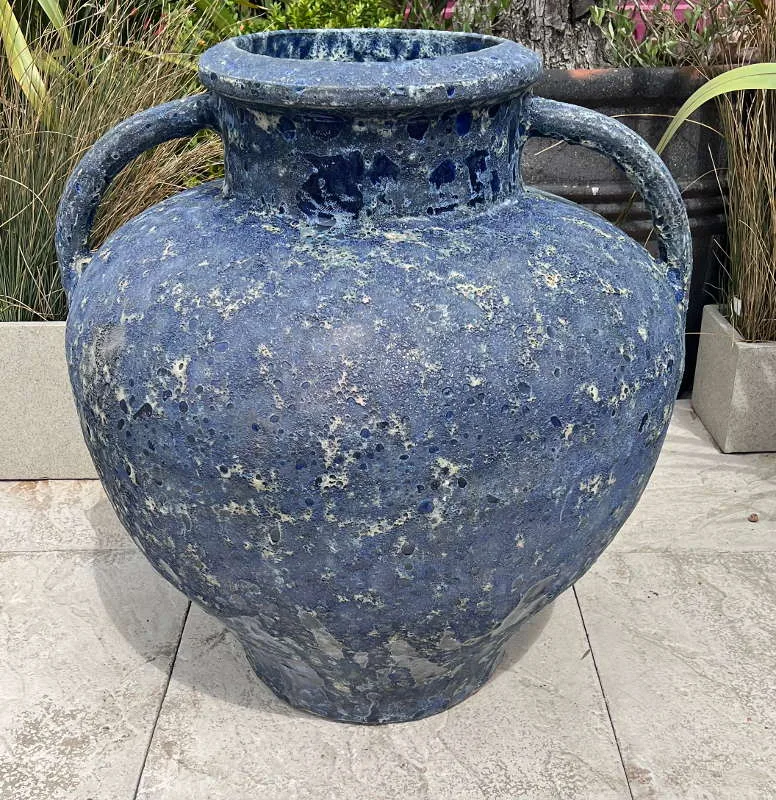 Atlantis Fat Belly 2 Handle Vase Blue