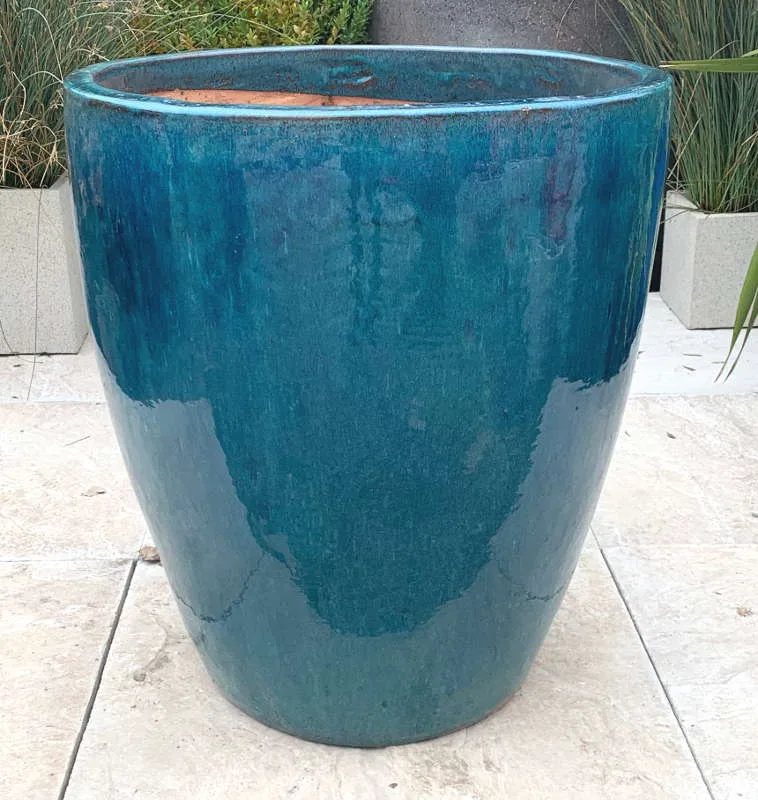 Glazed Green Tall Egg Pot - Image 2