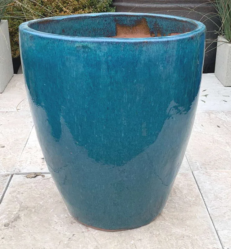 Glazed Green Tall Egg Pot - Image 3