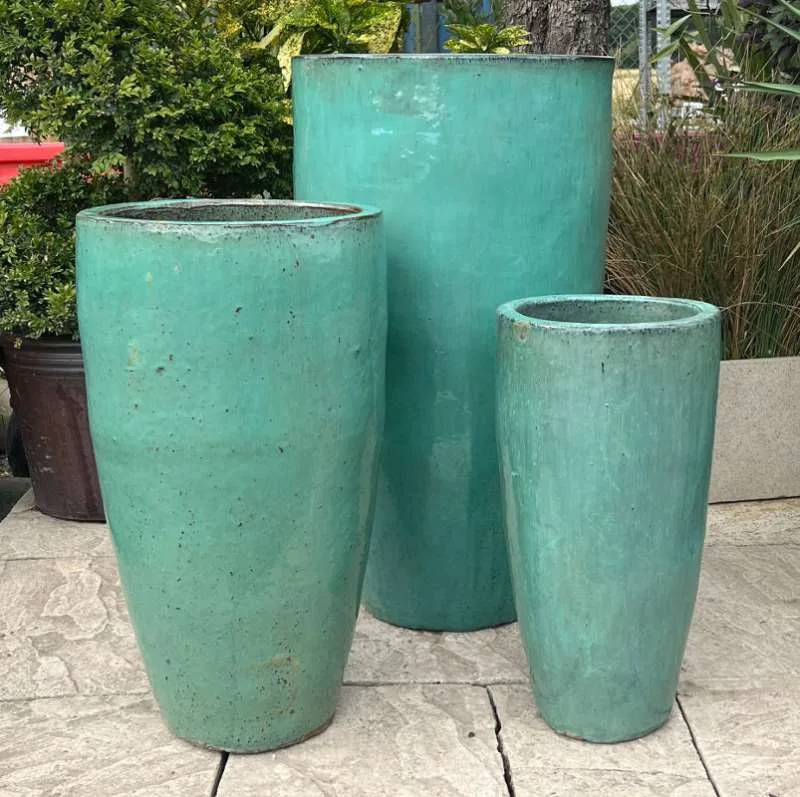 Glazed Green Tall Cylinder