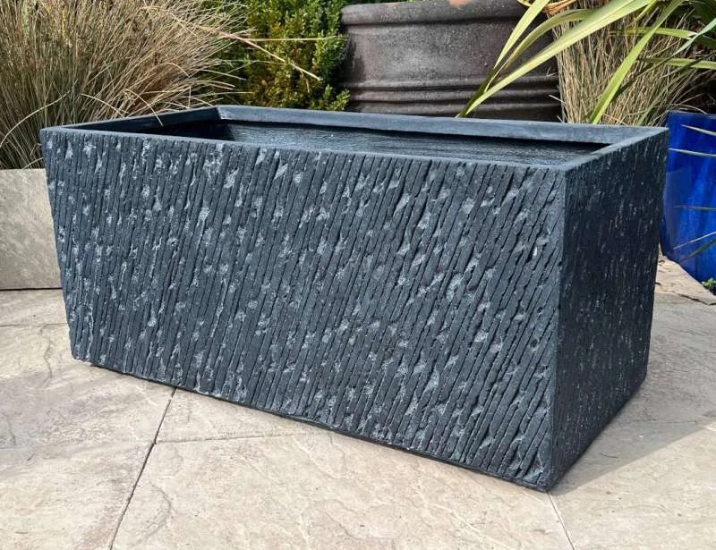 Fibre Clay Black Textured Trough - Image 2