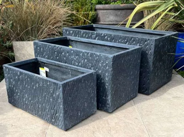 Fibre Clay Black Textured Trough