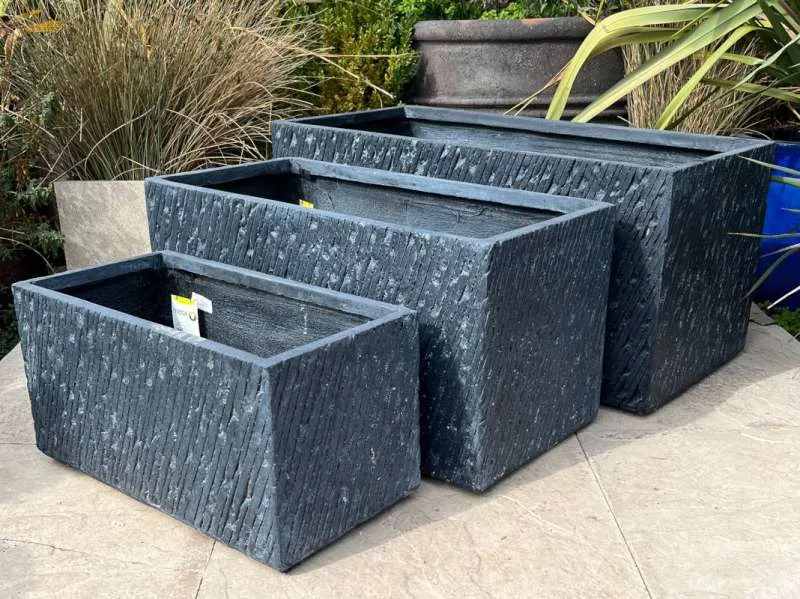 Fibre Clay Black Textured Trough