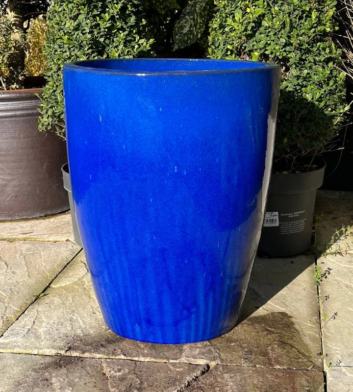 Glazed Blue Canton Pot Large - Image 3