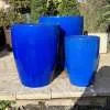 Glazed Blue Canton Pot Large
