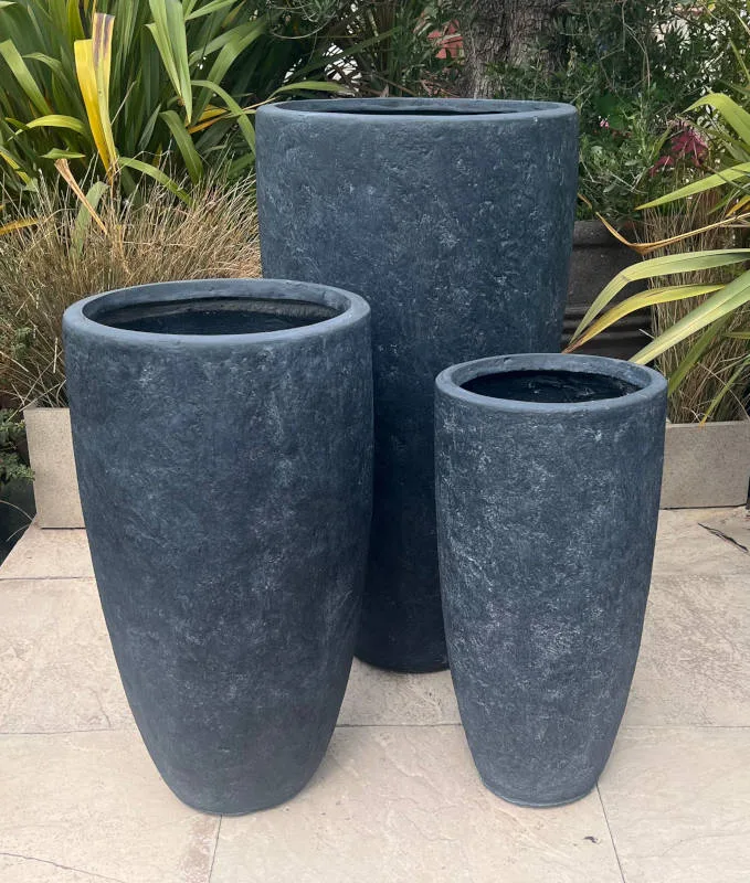 Fibre Clay Textured Black Tall Vase