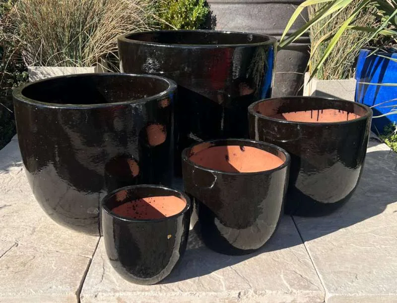 Glazed Black Vaso Egg Pot