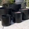 Glazed Matt Black Cylinder Pot With Saucer