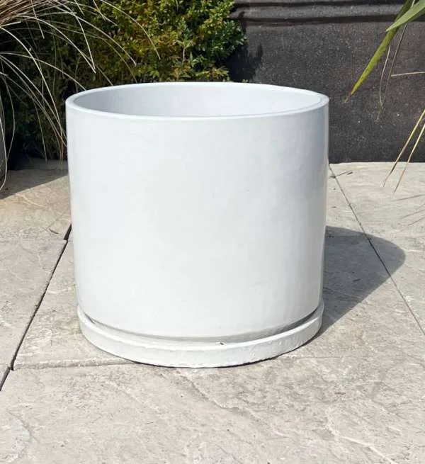 Glazed White Cylinder With Saucer - Image 3