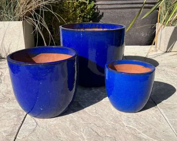 Glazed Blue Vaso Egg Pot - Image 4
