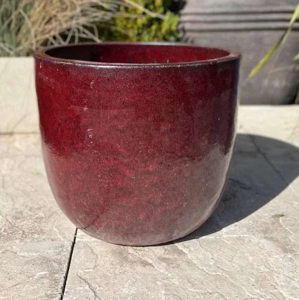 Glazed Ox Blood Red Vaso Egg Pot - Image 3