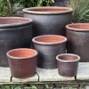 Salt Glazed Rimmed Cylinder Pot