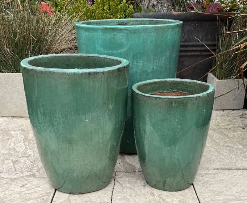 Glazed Green Tapered Cylinder