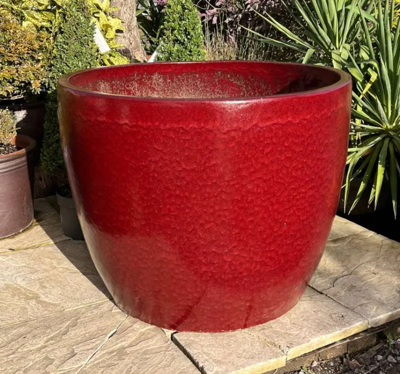 Glazed Ox Blood Red Giant Egg Pot Large