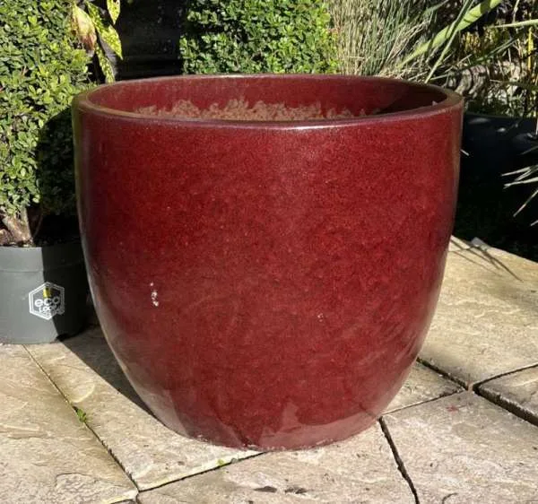 Glazed Ox Blood Red Giant Egg Pot Small