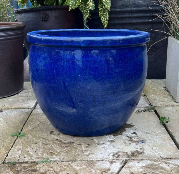 Glazed Blue Ace Pot - Image 3