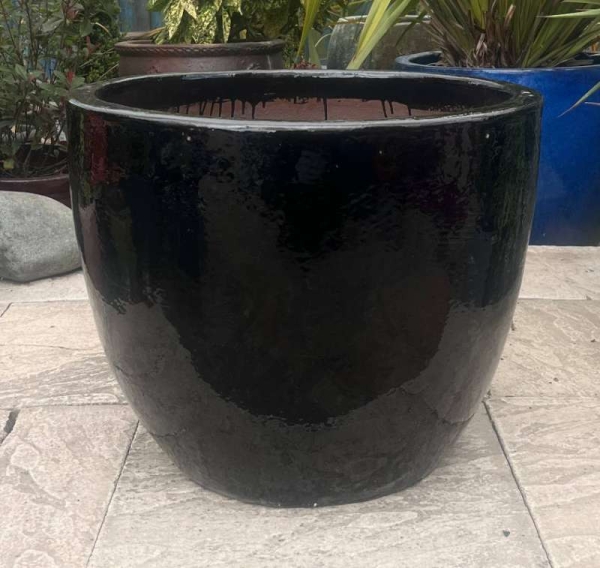 Glazed Black Giant Egg Pot - Image 2