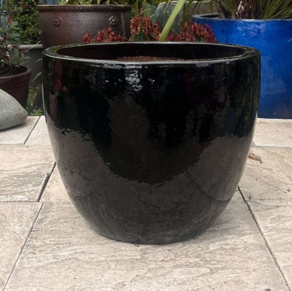 Glazed Black Giant Egg Pot - Image 3