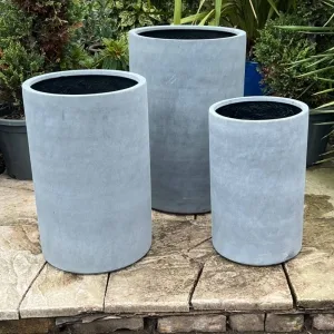 Poly Resin Grey Straight Sided Cylinder