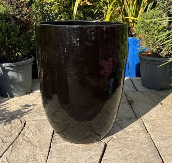 Glazed Black Vaso Tall Cylinder - Image 2