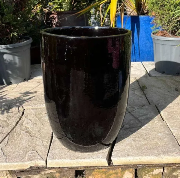 Glazed Black Vaso Tall Cylinder - Image 4
