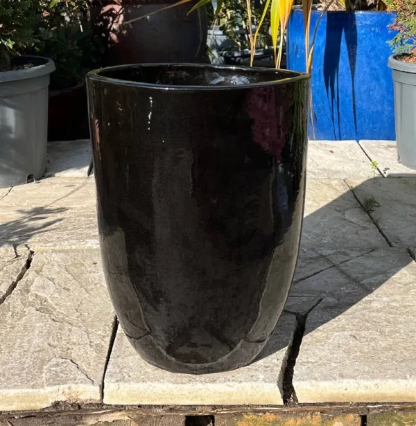 Glazed Black Vaso Tall Cylinder - Image 5
