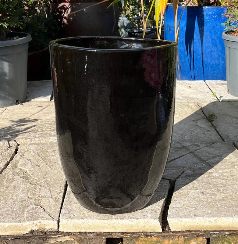 Glazed Black Vaso Tall Cylinder - Image 5
