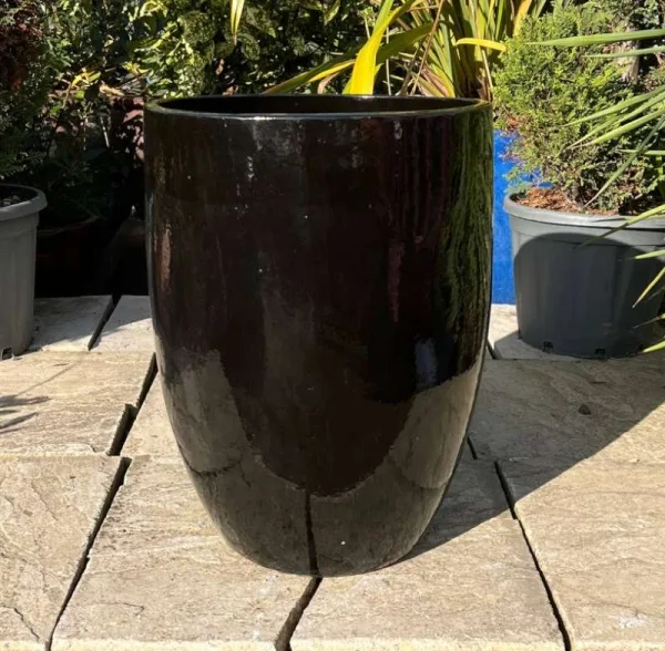 Glazed Black Vaso Tall Cylinder - Image 3
