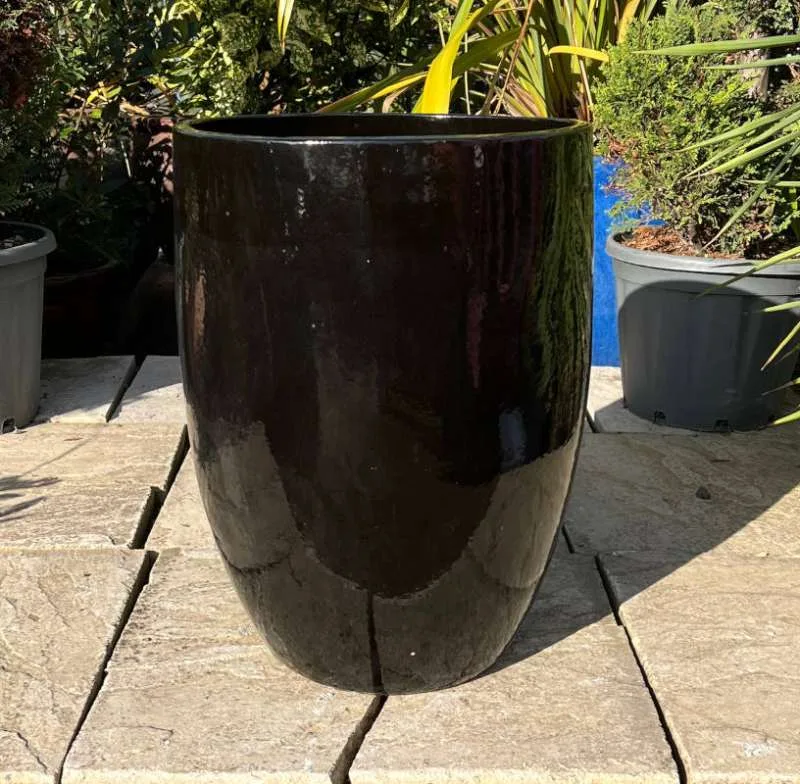 Glazed Black Vaso Tall Cylinder - Image 3