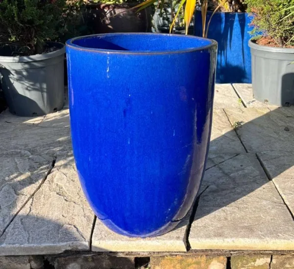 Glazed Blue Vaso Tall Cylinder - Image 4