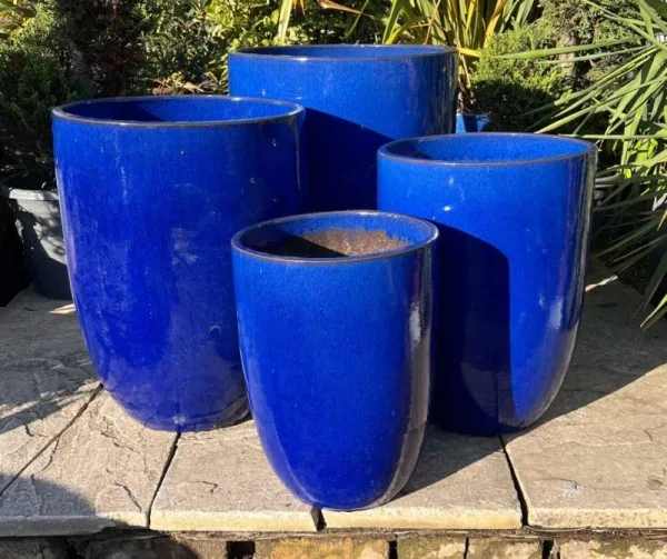Glazed Blue Vaso Tall Cylinder