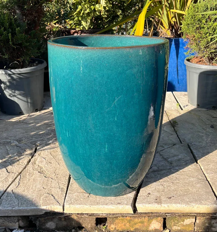 Glazed Teal Green Vaso Tall Cylinder - Image 3