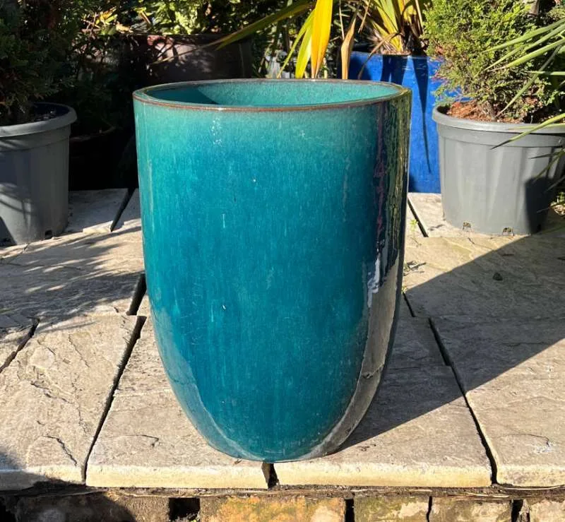 Glazed Teal Green Vaso Tall Cylinder - Image 4