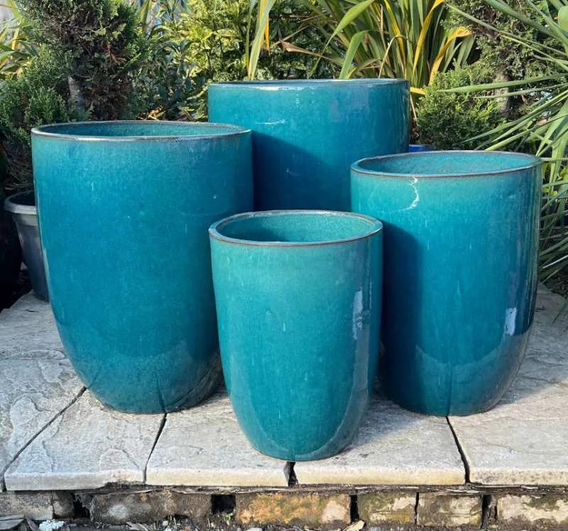 Glazed Teal Green Vaso Tall Cylinder
