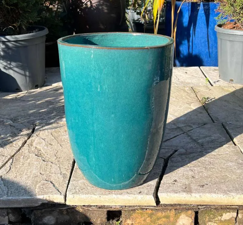 Glazed Teal Green Vaso Tall Cylinder - Image 5