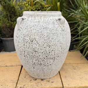 Atlantis White Tall 4 Handle Belly Jar