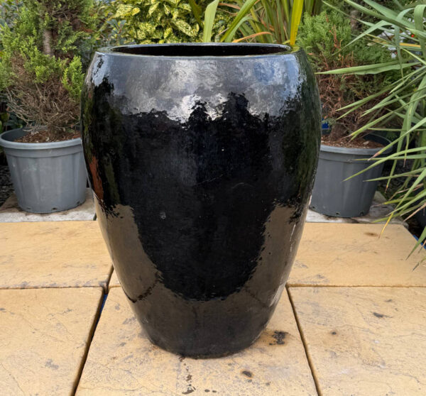 Glazed Black Rimless Water Jar - Image 2