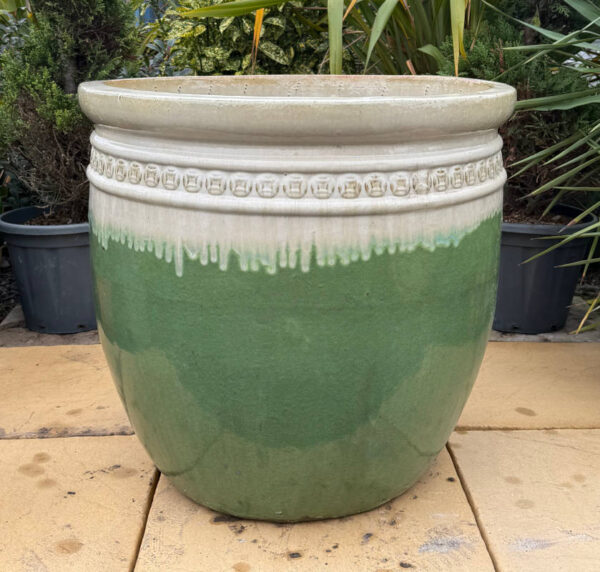 Glazed Cream and Green Giant Coin Pot - Image 2