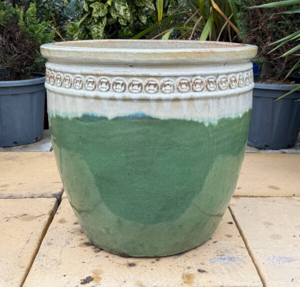 Glazed Cream and Green Giant Coin Pot - Image 3